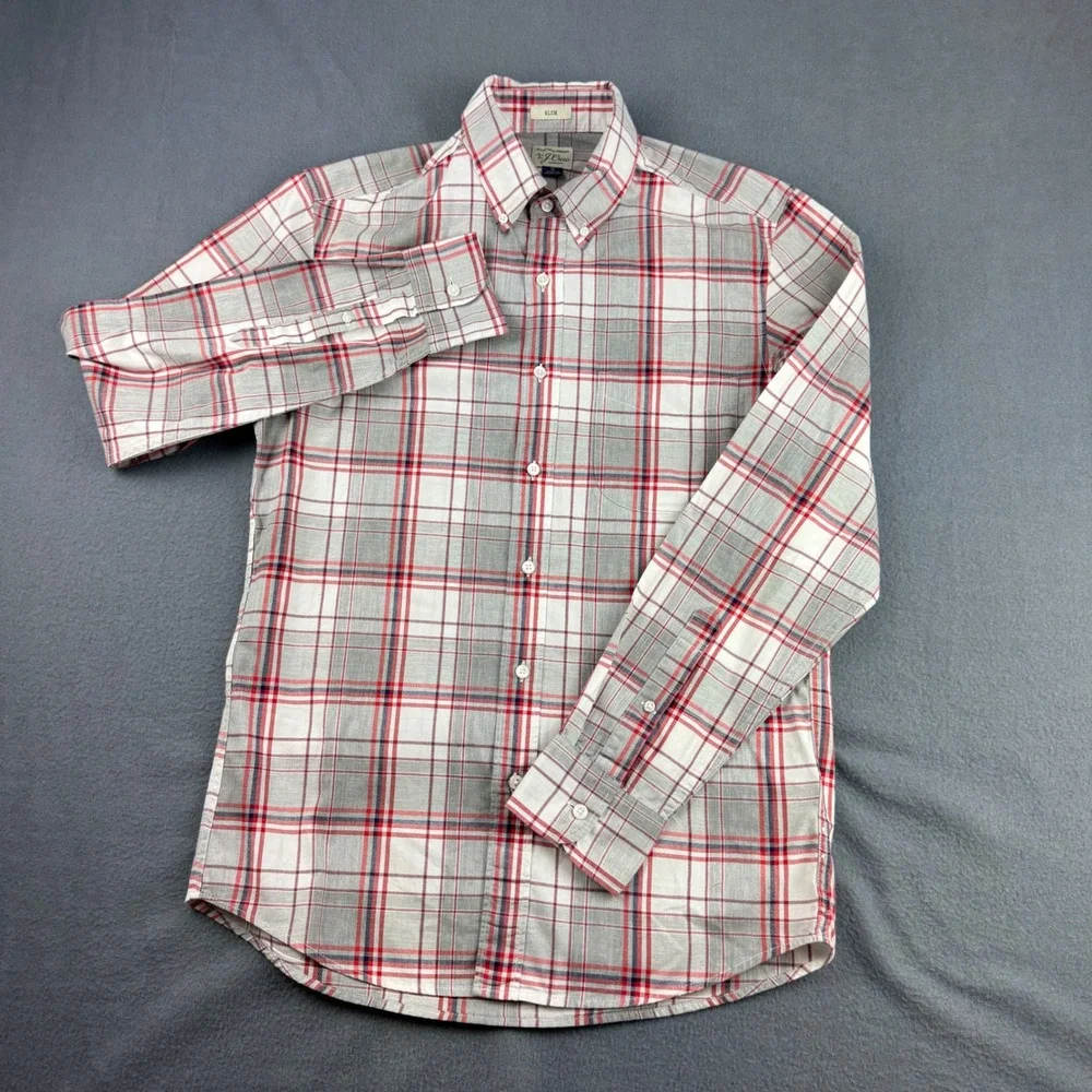 J Crew Oxford Shirt Men's S Plaid Classic Slim Stretch Dress Casual Office Lot 5